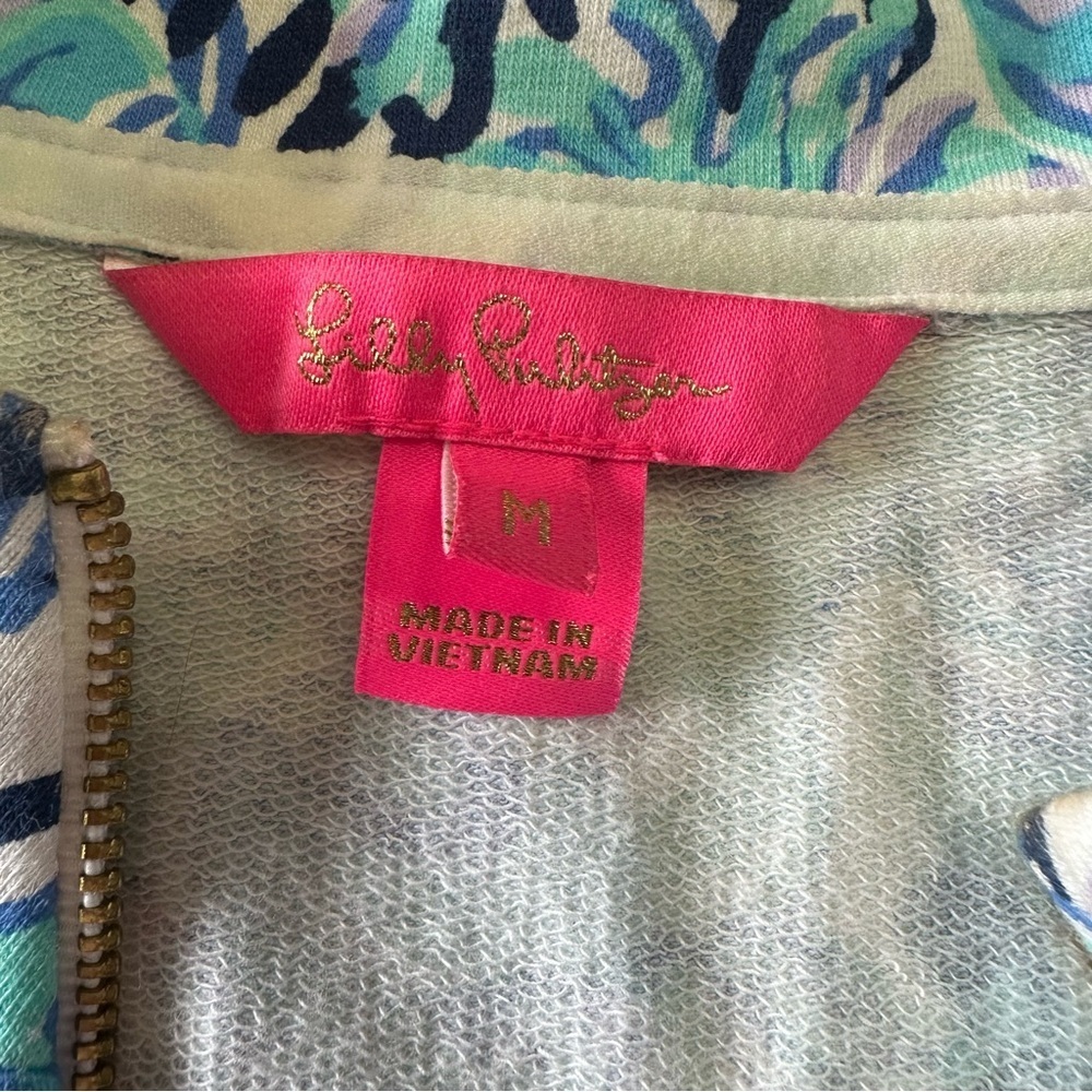 Lilly Pulitzer Janie Popover in Light Aqua Spritz Quarter Zip Size M Coastal - Picture 4 of 12